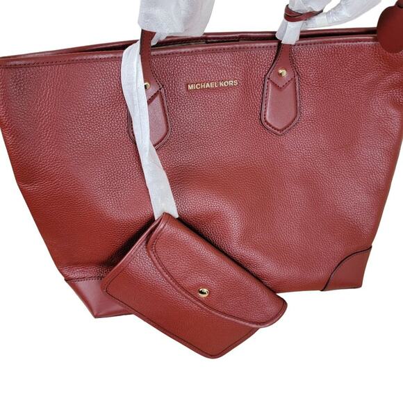 Michael Kors Extra Large Burgundy Leather Saylor Tote Bag - Picture 4 of 11